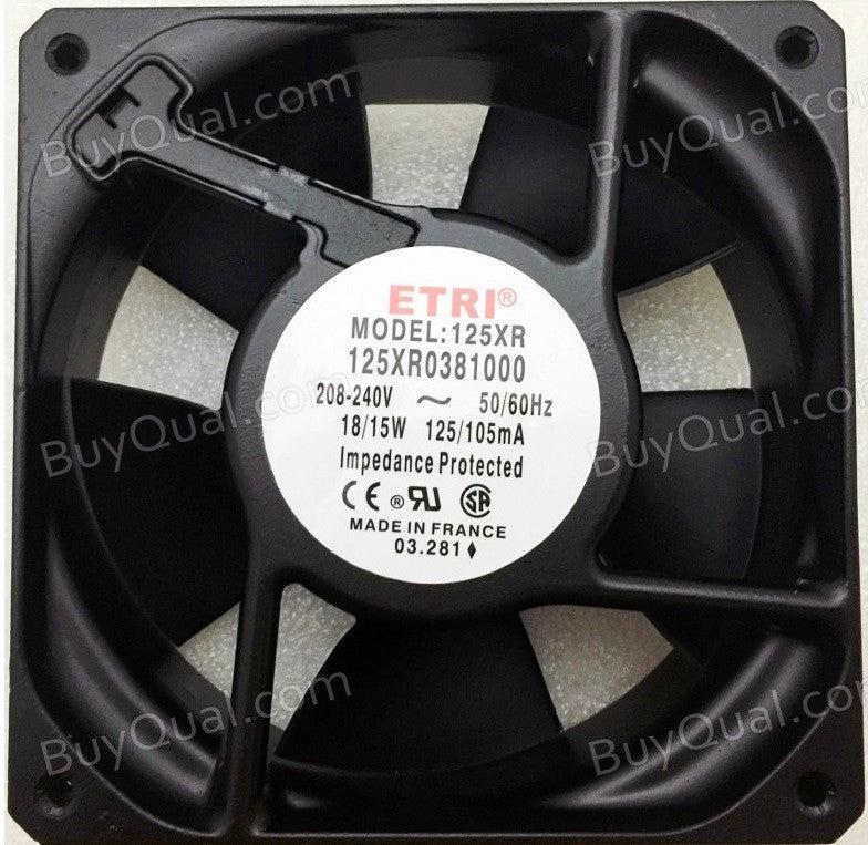 ETRI 125XR0381000 208-240V 18/15W 125/105mA Cooling Fan ETRI 125XR0381000 208-240V 18/15W 125/105mA Cooling Fan